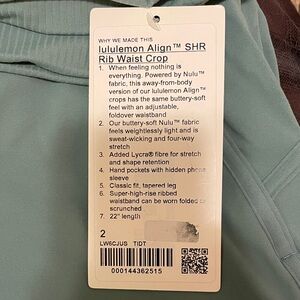 Lululemon Align Rib Waist Crop in Teal